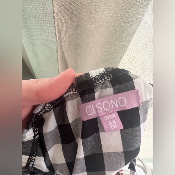 CI SONO Black and White Checkerboard Romper - Picture 5 of 5